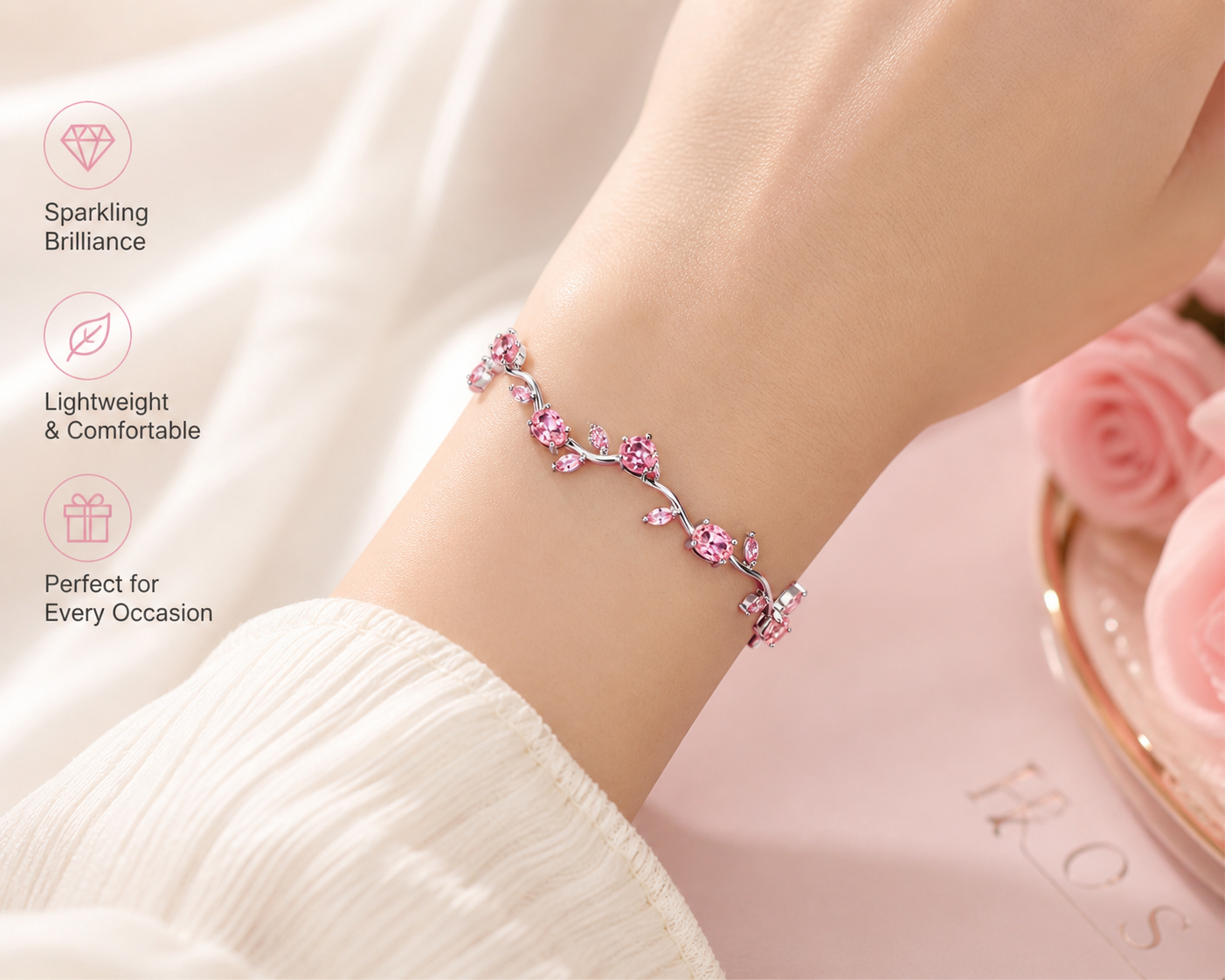 Pink Tulip Vine Bracelet